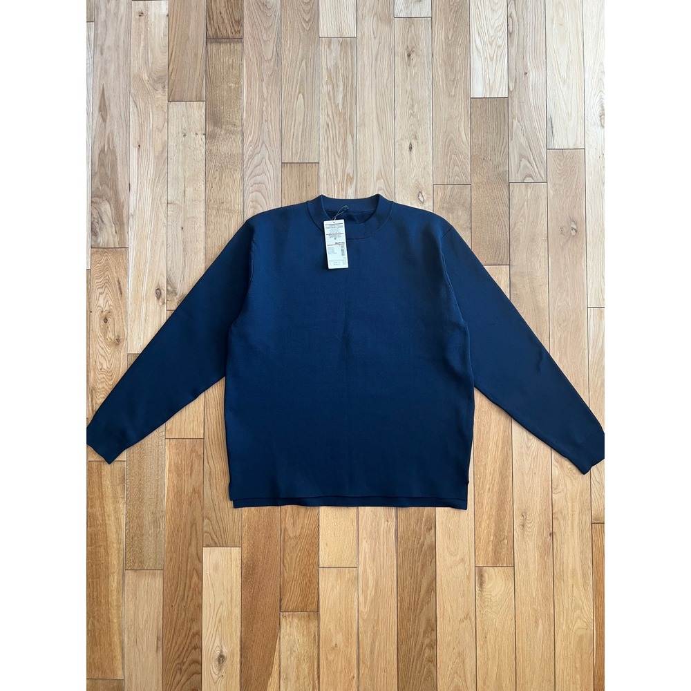NEW Muji Men's Pullover Firm Knitted Crew Neck Jumper Sweater Navy Blue Size M